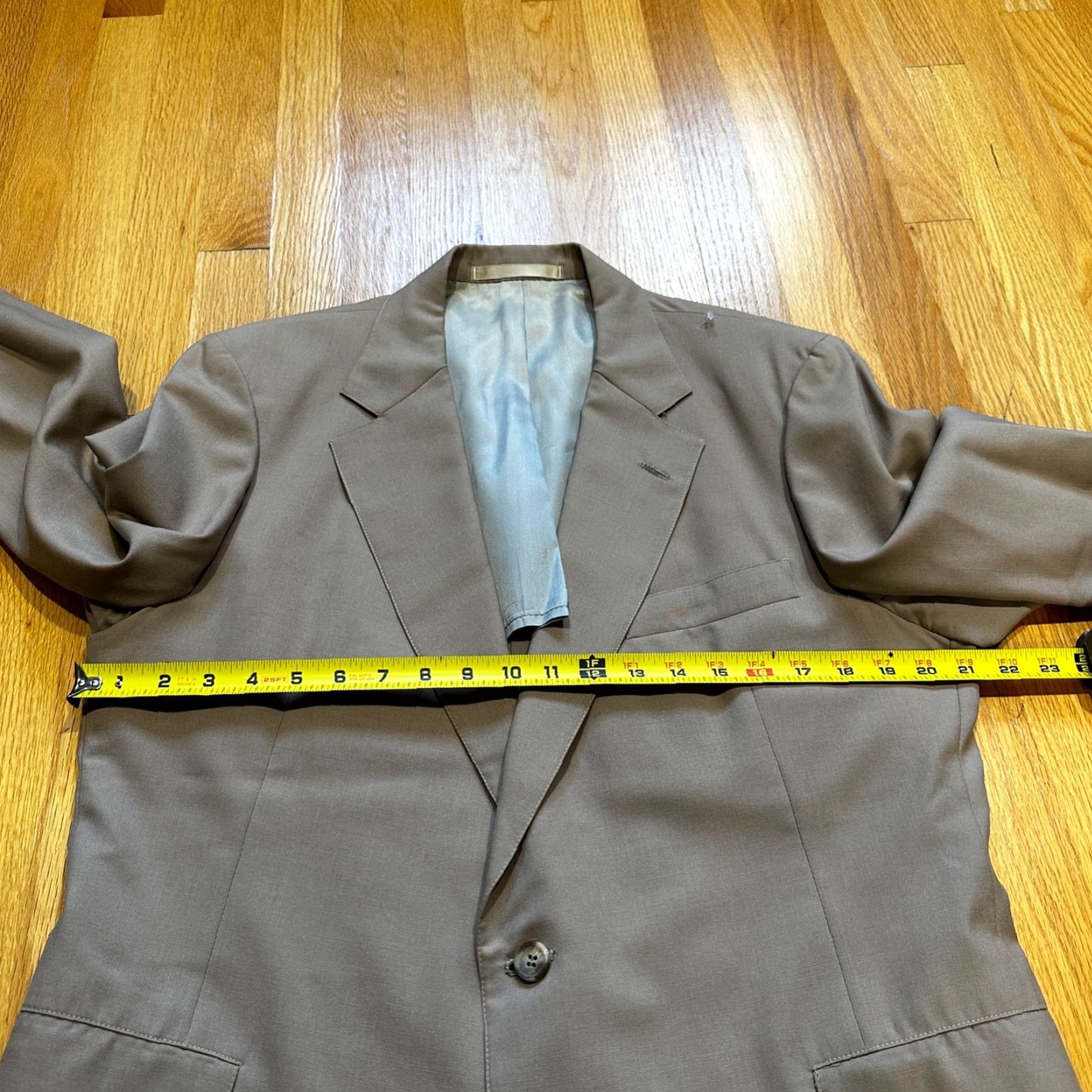 Vintage VINTAGE 1960s Rockabilly Beige Wool Suit Jacket Mens Size 44 Regular Waist 36 Inseam 29 Pants Size 44R - 6 Thumbnail