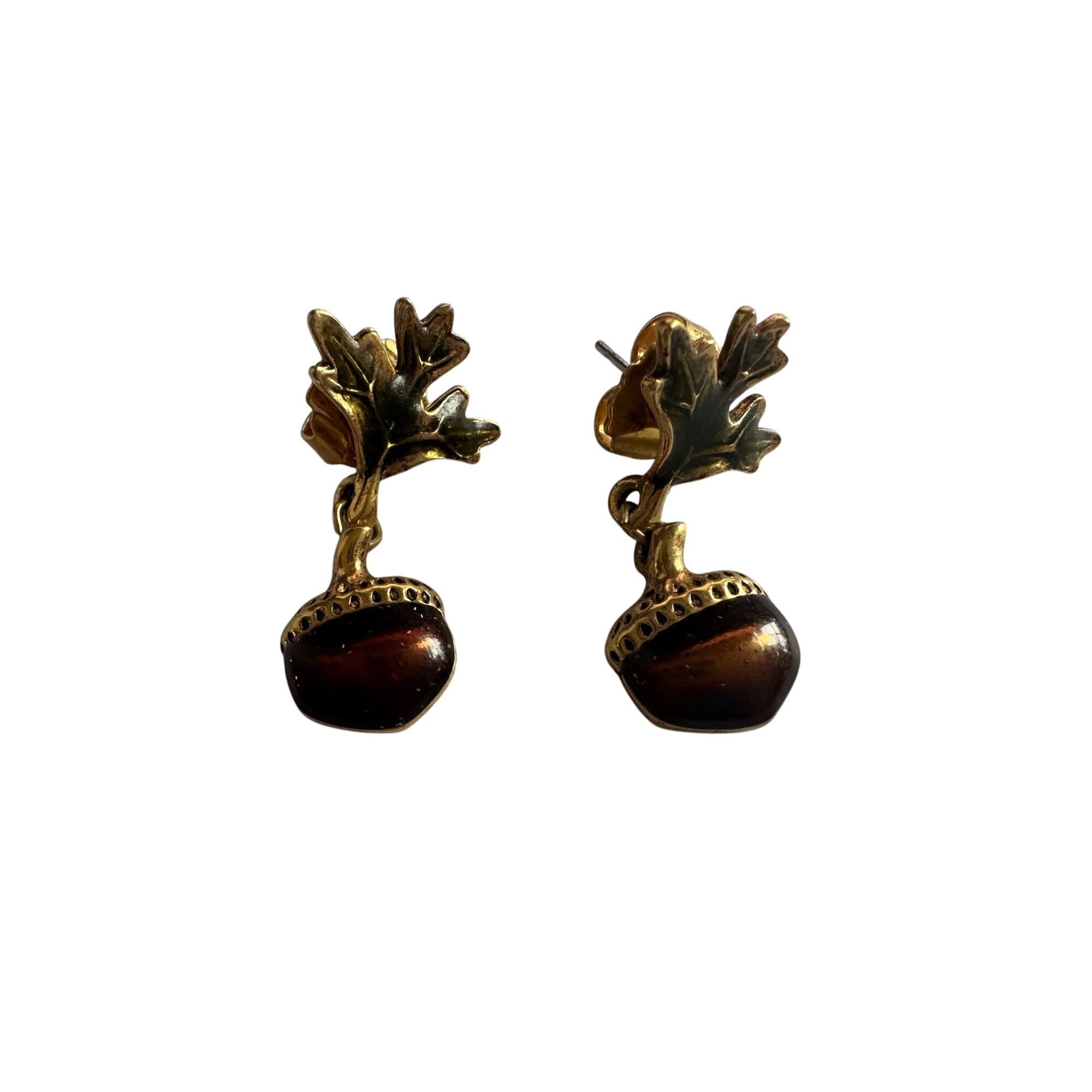 Other Vintage AVON Acorn and Leaf Gold Tone Dangle Drop Earrings Size ONE SIZE - 1 Thumbnail