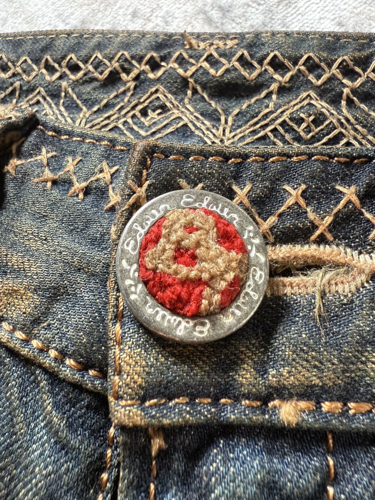If Six Was Nine Edwin 515 Heavy Mud Washed Over stitch Flared Jeans Size US 28 / EU 44 - 21 Thumbnail