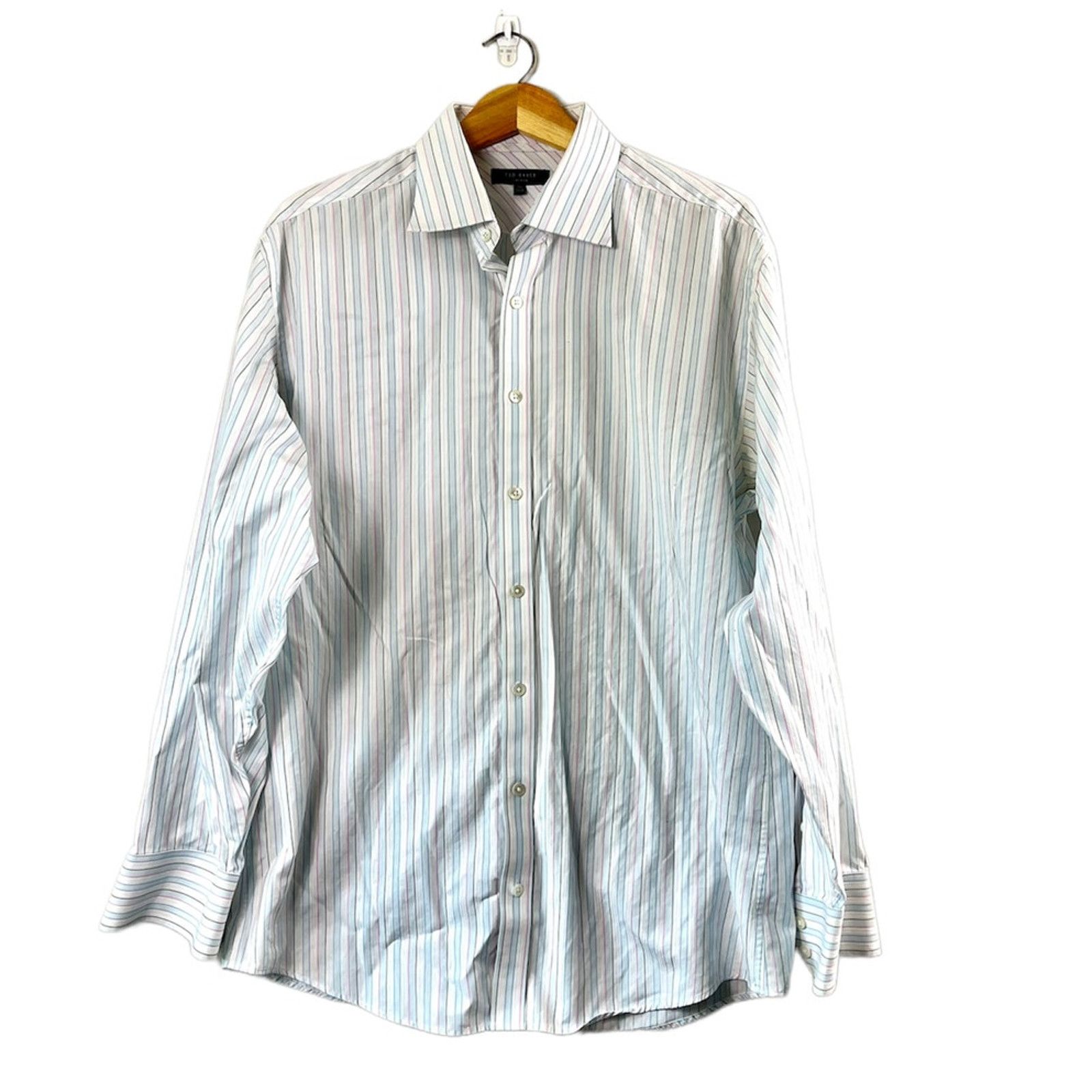 Ted Baker White Striped Men's Ted Baker Dress Shirt 16.5 Size US M / EU 48-50 / 2 - 1 Thumbnail
