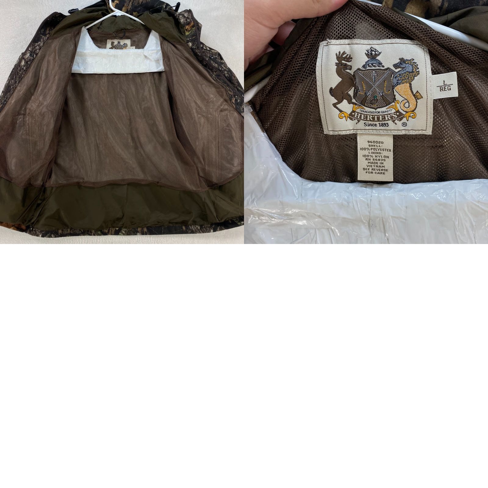 Vintage VINTAGE HERTERS Hooded Jacket Mens L Large Camo Hunting Mossy Oak Breakup Pockets Zip Size US L / EU 52-54 / 3 - 8 Thumbnail