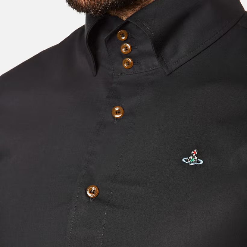 Vivienne Westwood o1y0525 Logo Solid Color Shirt in Black Size US M / EU 48-50 / 2 - 2 Thumbnail