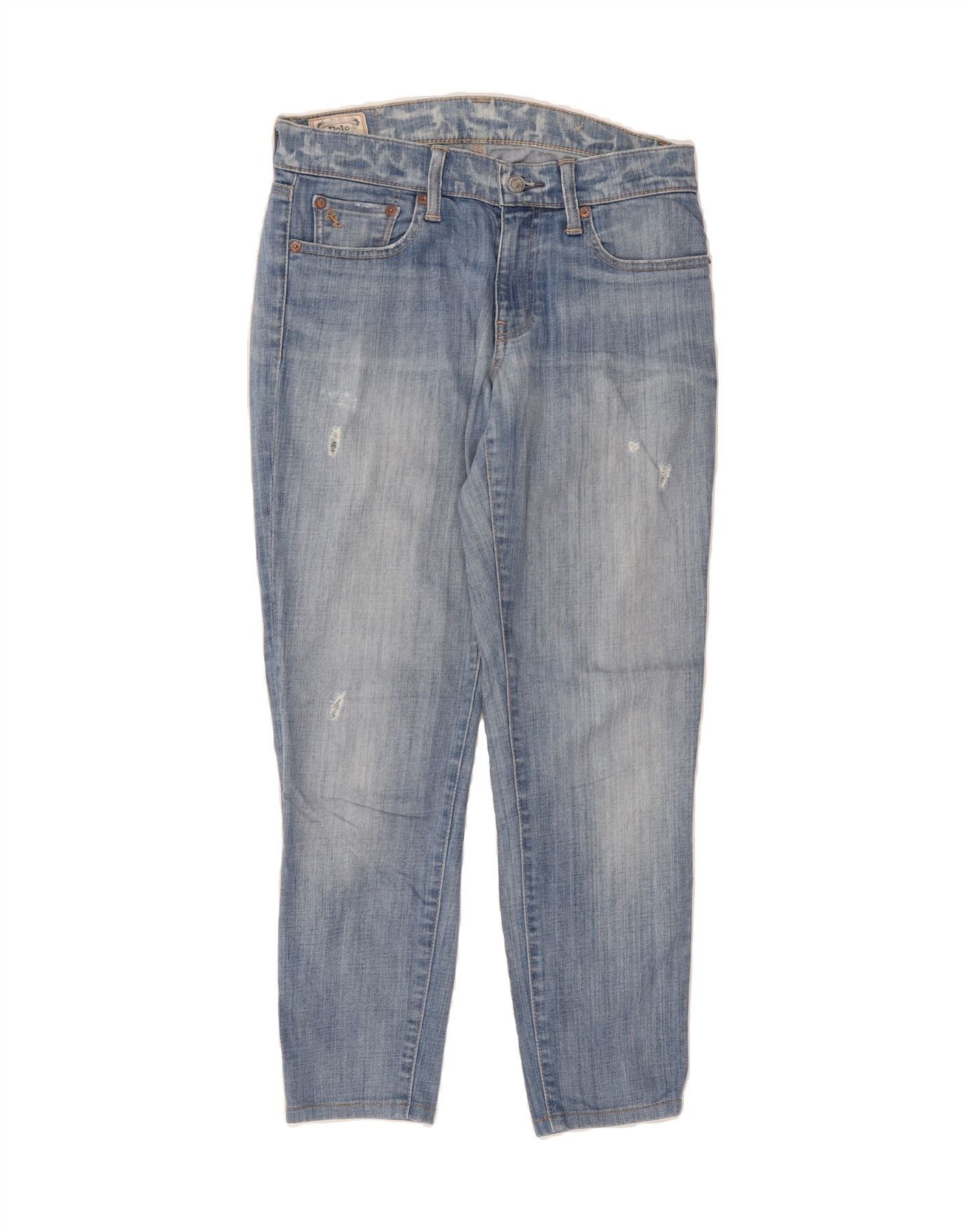 Polo Ralph Lauren Womens Distressed Slim Jeans W28 L26 Blue Cotton Size 42" / US 20 - 1 Thumbnail