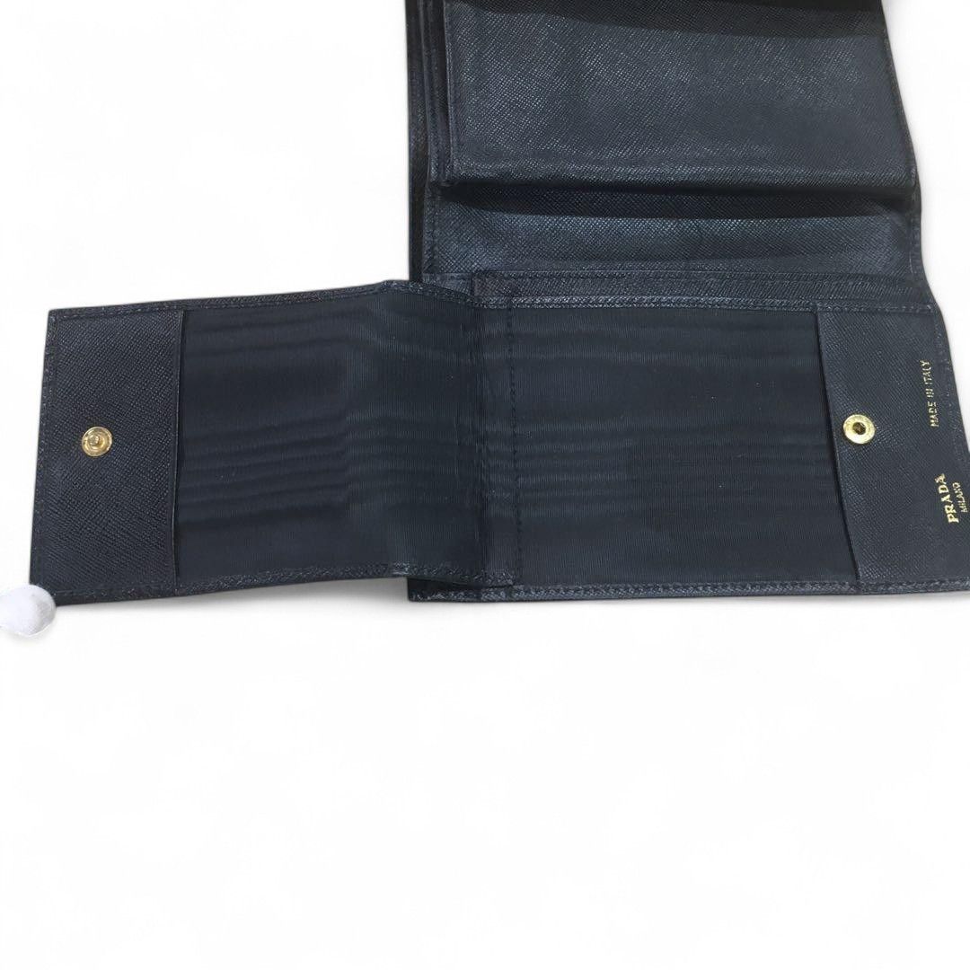 Prada Prada - Trifold Wallet Triangle Logo Plate Black Leather Size ONE SIZE - 6 Thumbnail