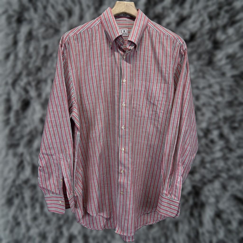 Peter Millar Peter Millar Button Down Shirt Mens Large Striped Cotton Long Sleeve Pink Multicolor Size US L / EU 52-54 / 3 - 1 Thumbnail