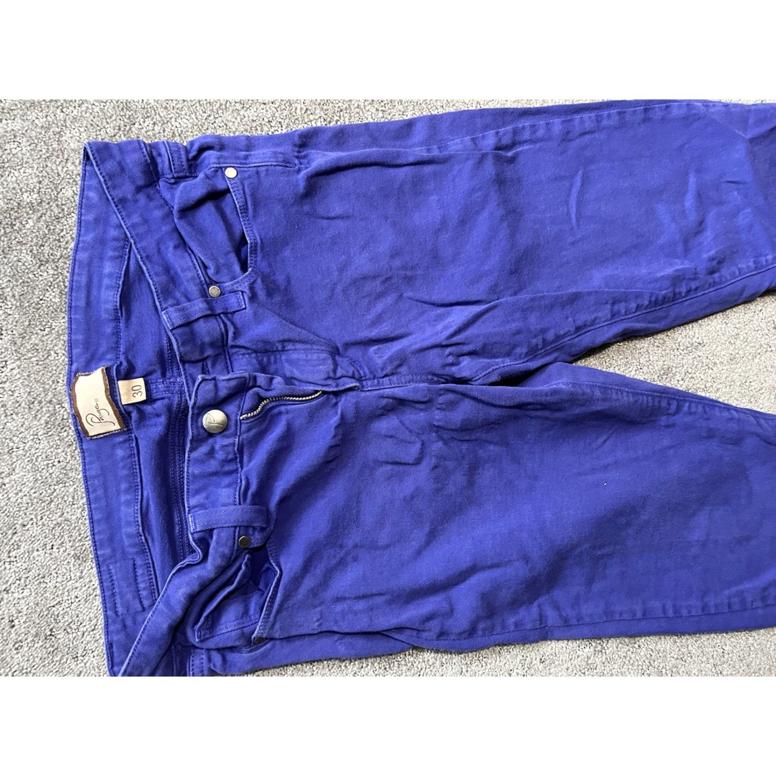 Paige Paige Roxie Capri Jeans Women 30 Regular Royal Blue Stretch Denim Size 30" / US 8 / IT 44 - 4 Thumbnail