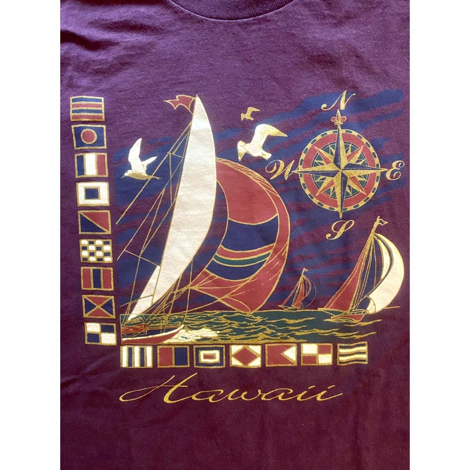 Vintage VINTAGE Robert Allan Hawaii T-Shirt Sailboats XL Purple Short Sleeve Crew Neck Mens Size US XL / EU 56 / 4 - 3 Thumbnail