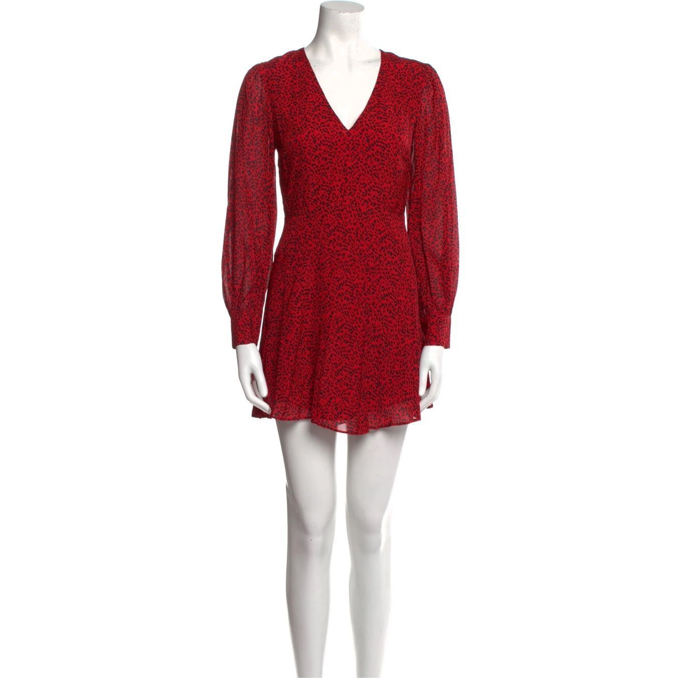 Alice + Olivia Alice + Olivia Red Animal Print V-Neck Mini Dress XS – Long Size XS / US 0-2 / IT 36-38 - 1 Thumbnail