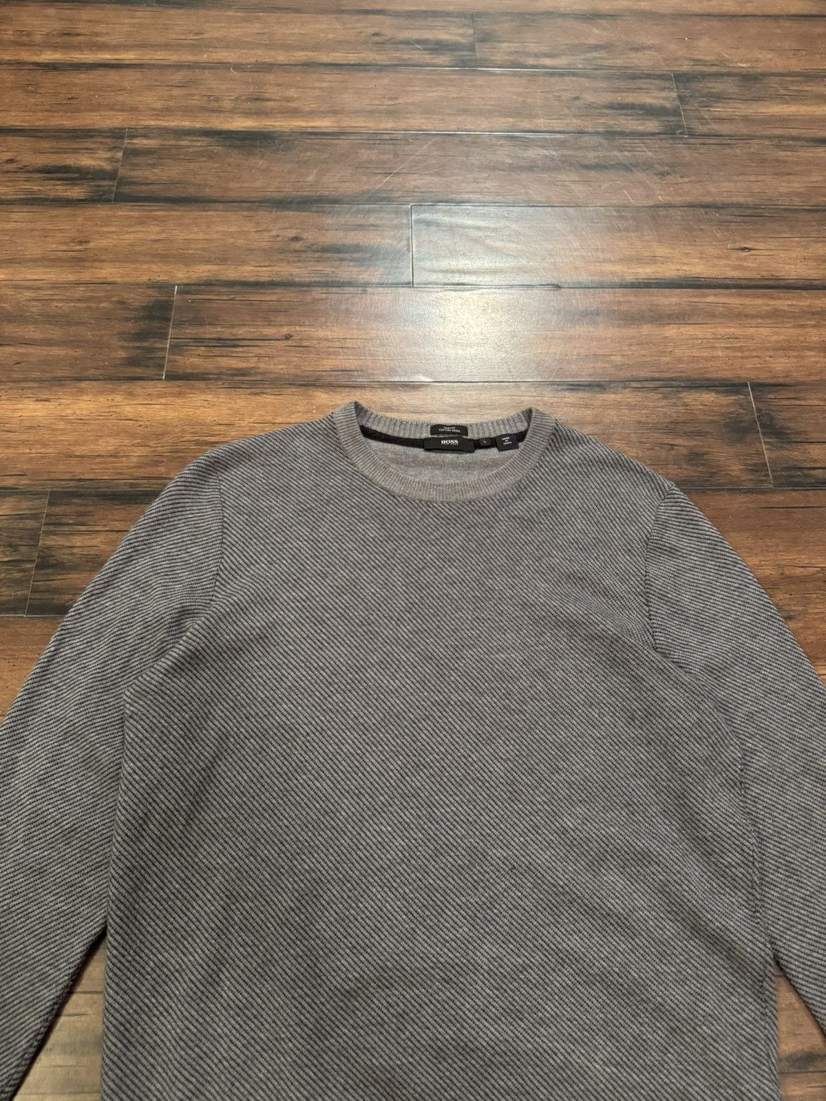 Hugo Boss Grey Hugo Boss Slim Fit Cotton Wool Sweater Size US L / EU 52-54 / 3 - 2 Thumbnail