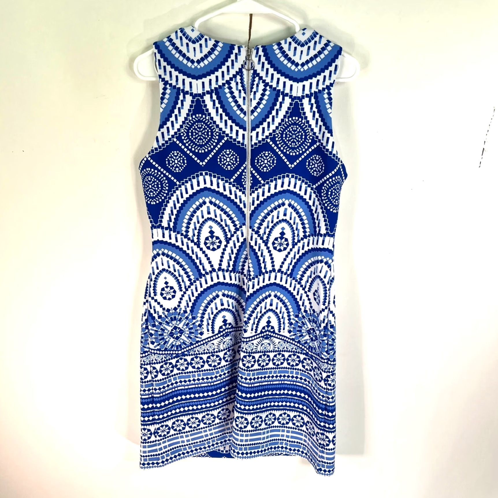 Vintage Just Taylor Print Sleeveless Knit Shift Dress Women's Size 10 Blue and White Size L / US 10 / IT 46 - 7 Thumbnail