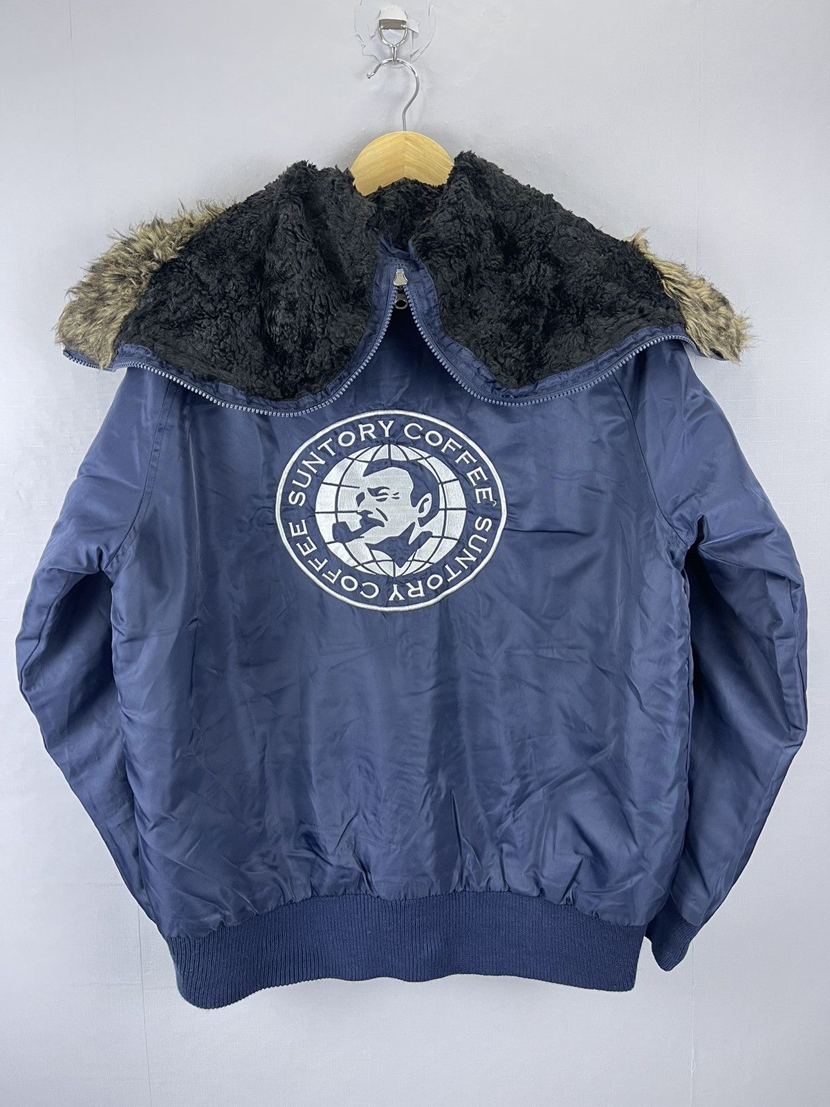 Vintage Vintage Suntory Coffee Faux Fur Hoodie Bomber Size US L / EU 52-54 / 3 - 6 Thumbnail