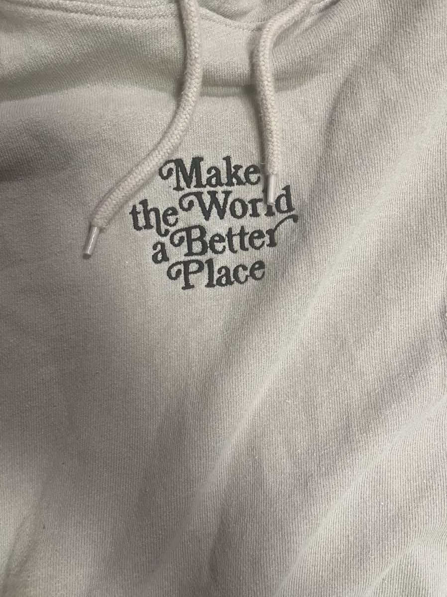 H&M Tan color hoodie ‘’Make a world a better place’’ size small Size US S / EU 44-46 / 1 - 2 Thumbnail