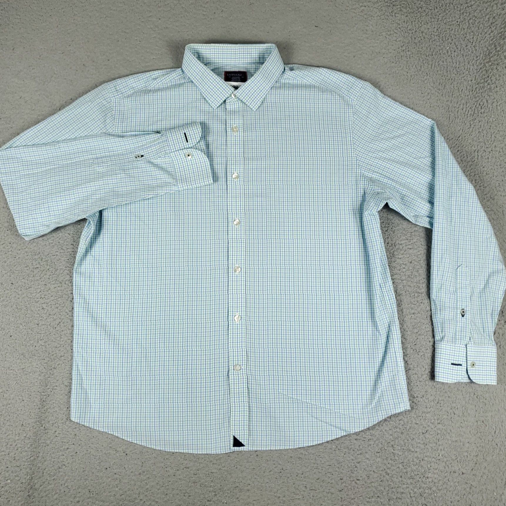 UNTUCKit UNTUCKit Button-Up Shirt Mens XL Green Blue Check Long Sleeve Casual Modern Preppy Size US XL / EU 56 / 4 - 2 Thumbnail