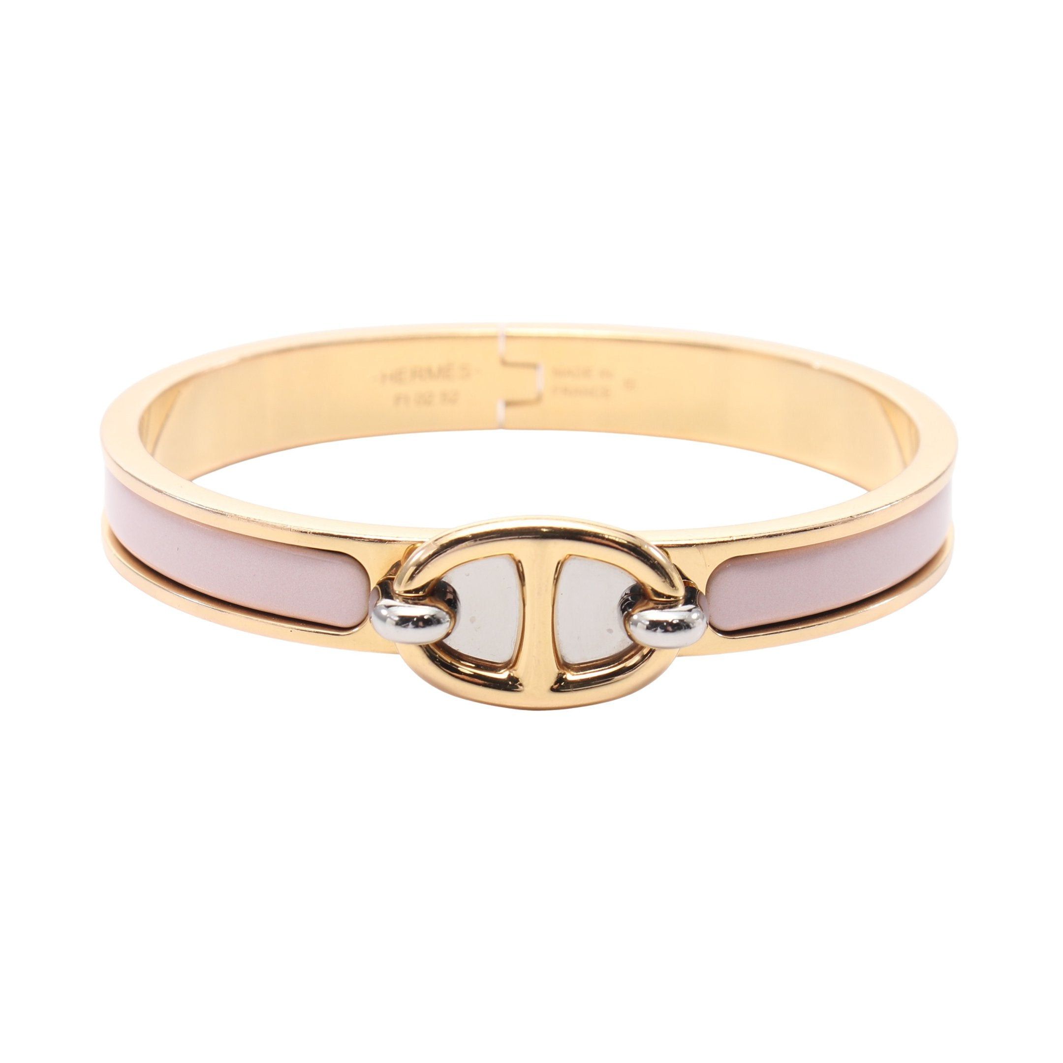 Hermes Hermes Mini Click Chaîne Bangle Gp Enamel Gold Silver Light Pink Size ONE SIZE - 1 Thumbnail