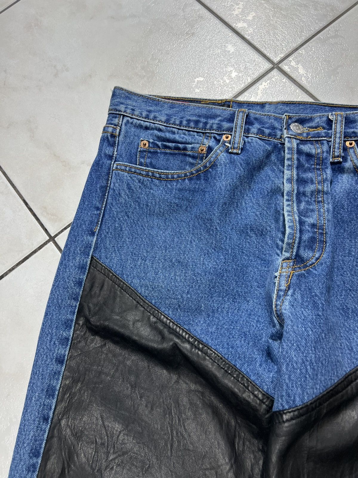 Levi's Vintage 90s Levi’s 501 hybrid leather denim tied strap pants Size US 32 / EU 48 - 7 Thumbnail