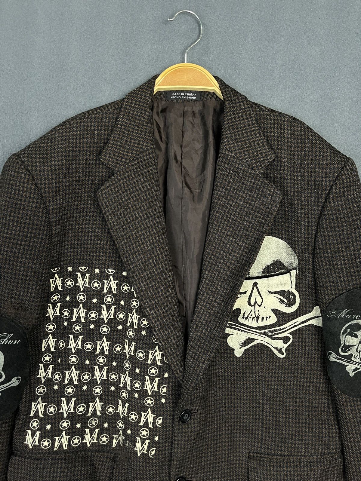 Designer × Seditionaries Marc Vachon Towncraft Skull Checkered Wool Blazer Size 46R - 3 Thumbnail
