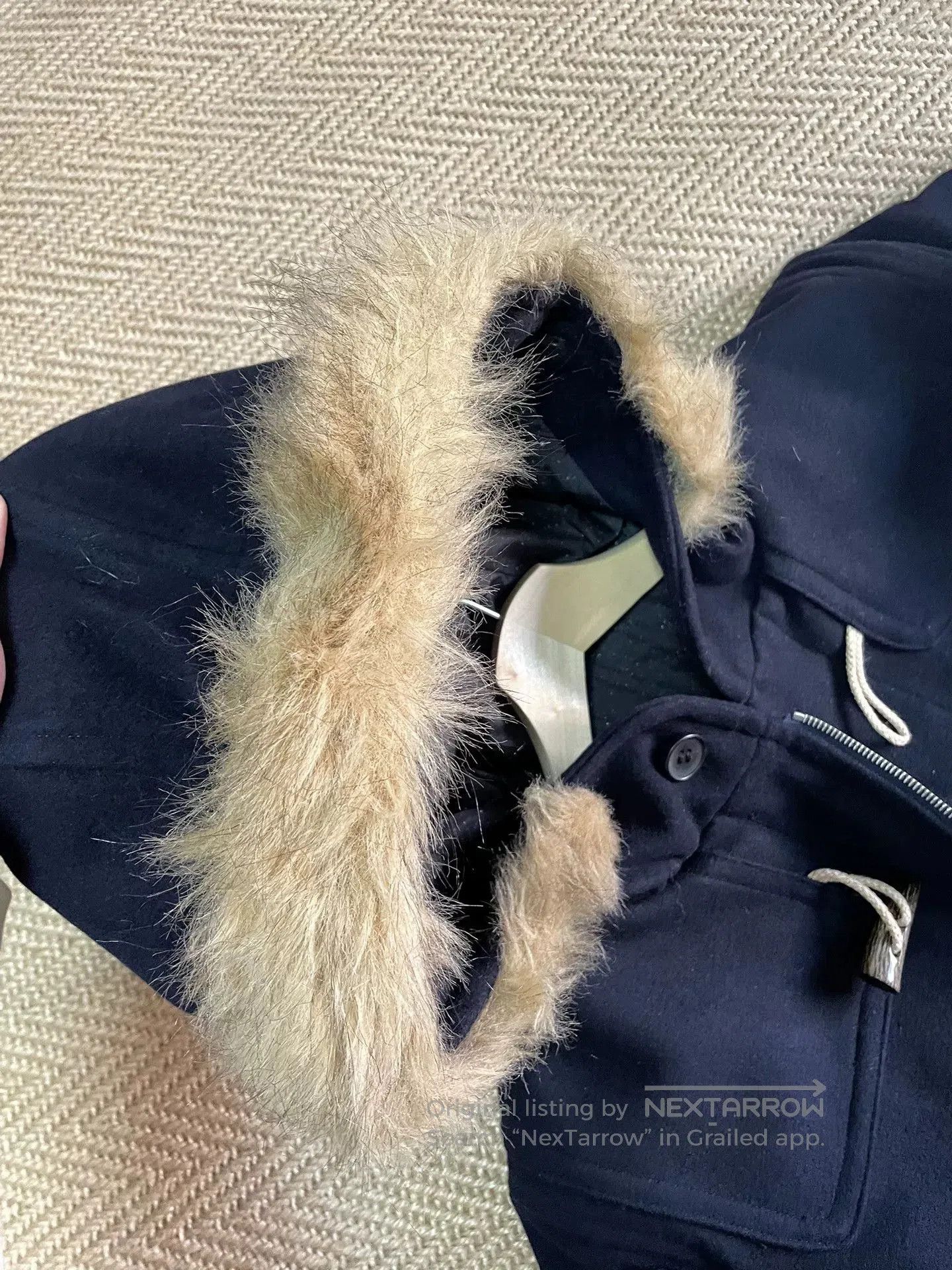 SOPHNET Wool Starry Camo Fur Collar Coat.