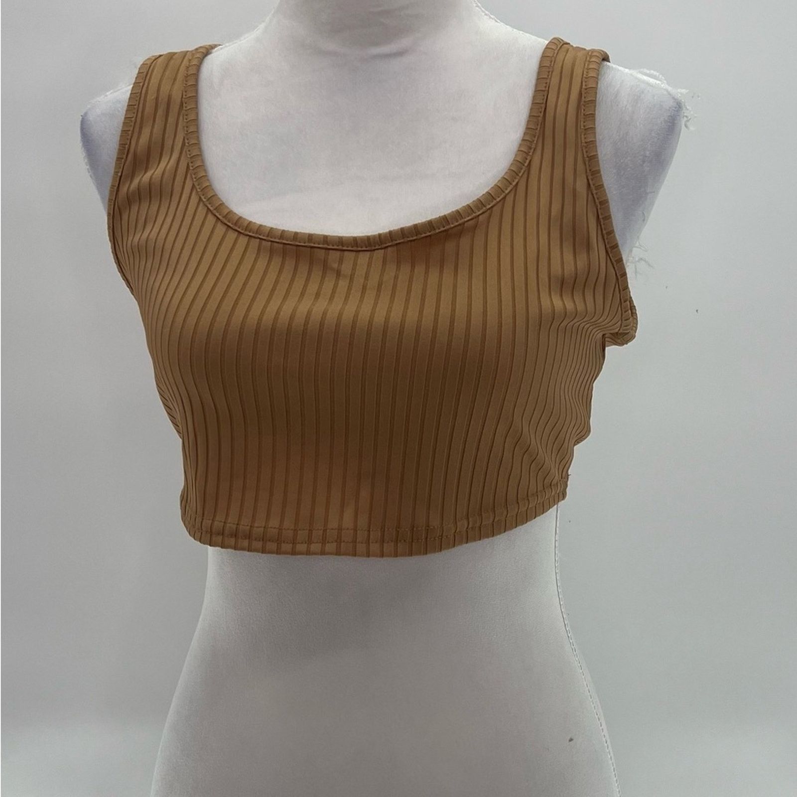 Boohoo Boohoo Tan Ribbed Knit Scooped Cropped Tank Top Size 12 NWT Size XL / US 12-14 / IT 48-50 - 4 Thumbnail