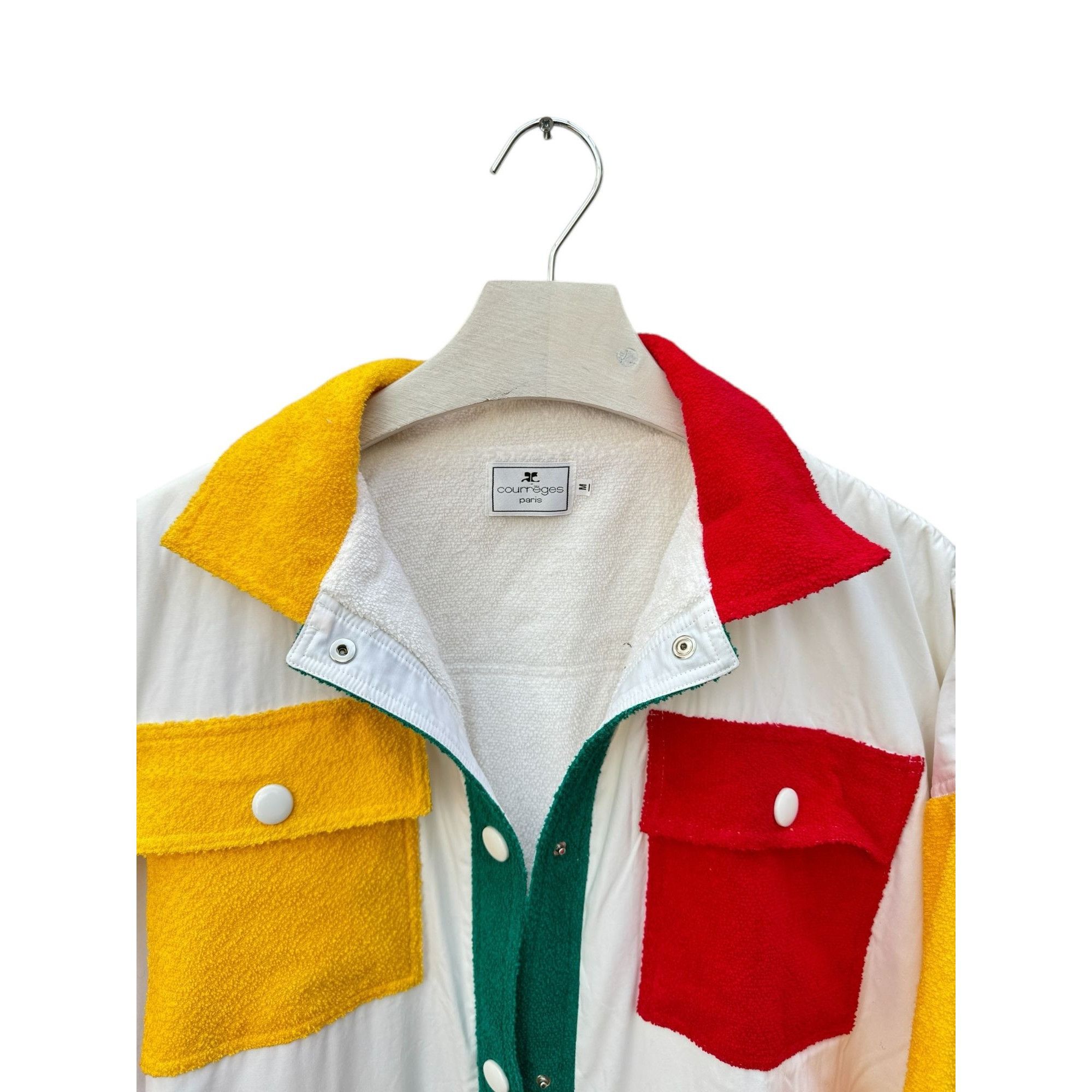 Courreges 1970s Multicolor Long Cotton Coat Size M / US 6-8 / IT 42-44 - 3 Thumbnail