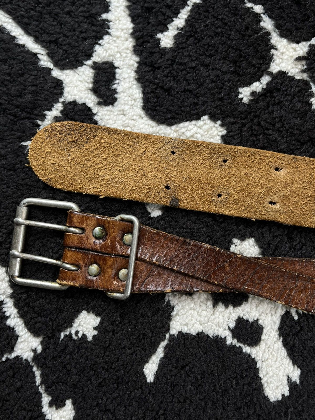Undercover SS04 Undercover Gold Studded Double Strap Leather Belt Size ONE SIZE - 5 Thumbnail