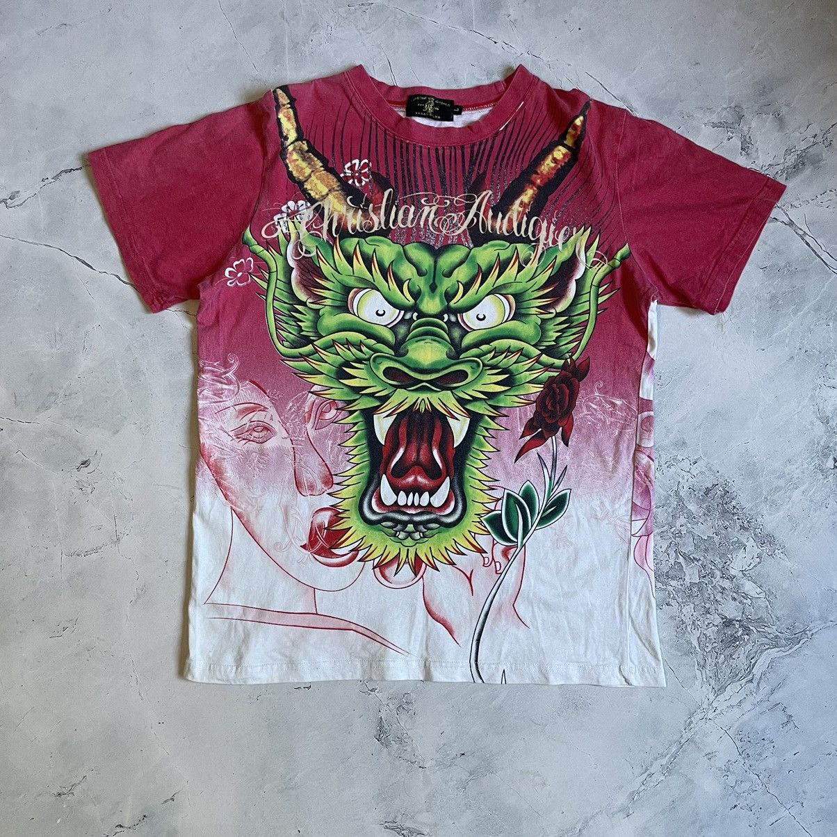 Christian Audigier Ed Hardy Christian Audiger Y2K Vintage Tshirt Size US M / EU 48-50 / 2 - 1 Thumbnail