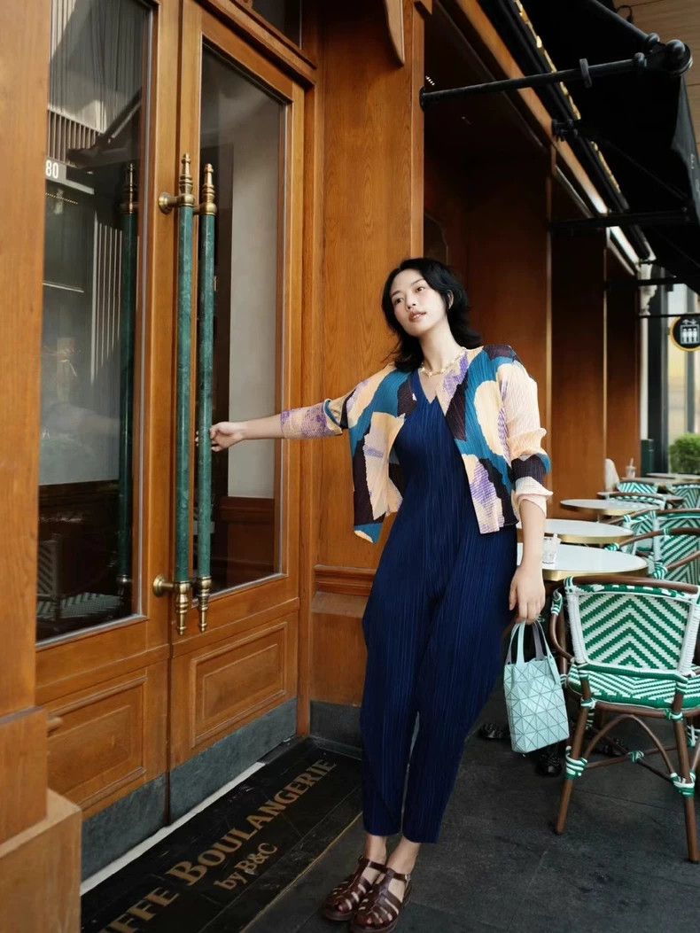 Issey Miyake Issey Miyake size:3 Yellow and blue pleated cardigan Size S / US 4 / IT 40 - 6 Thumbnail