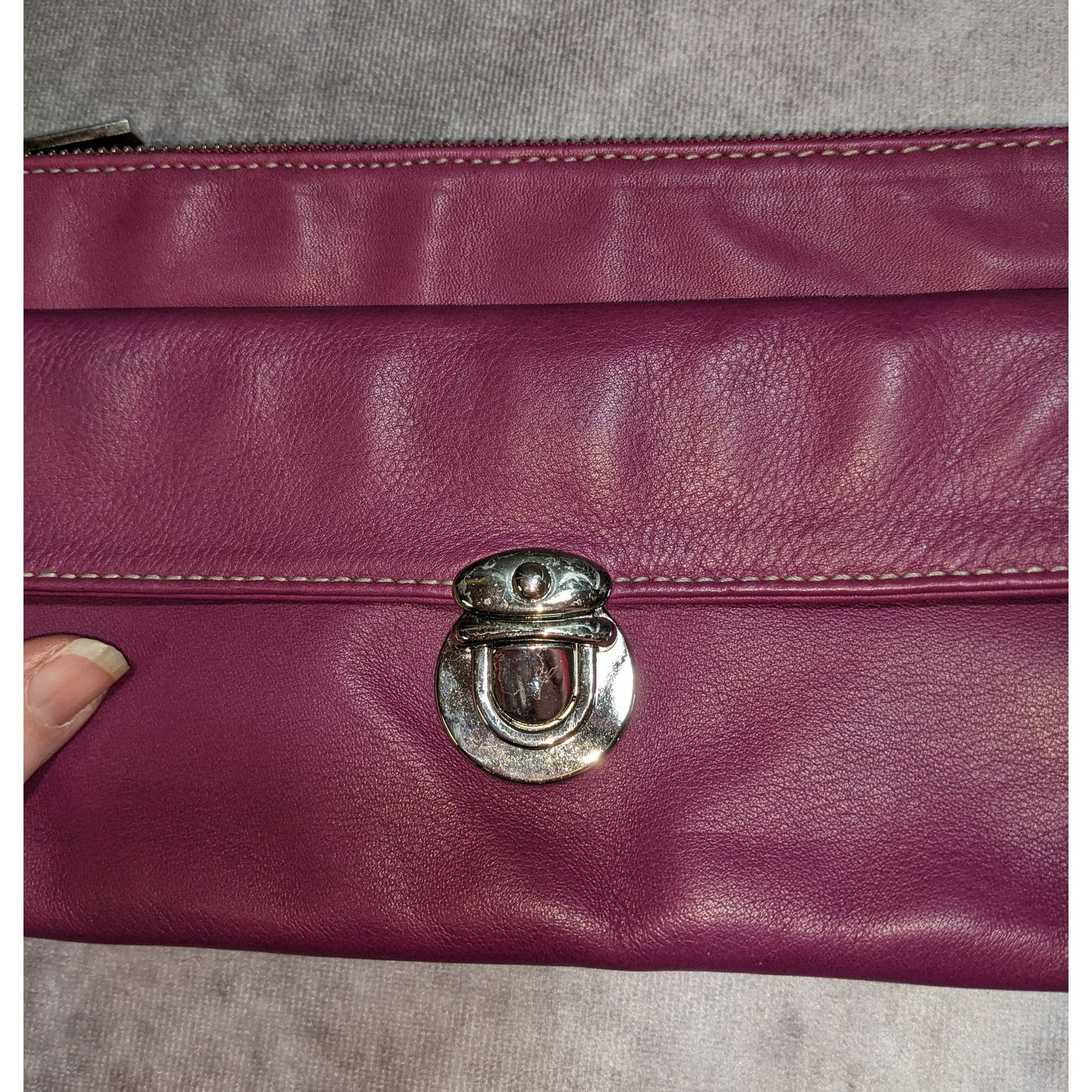 Other Perlina Purple Leather Wristlet Clutch With Silver Hardware Size ONE SIZE - 6 Thumbnail