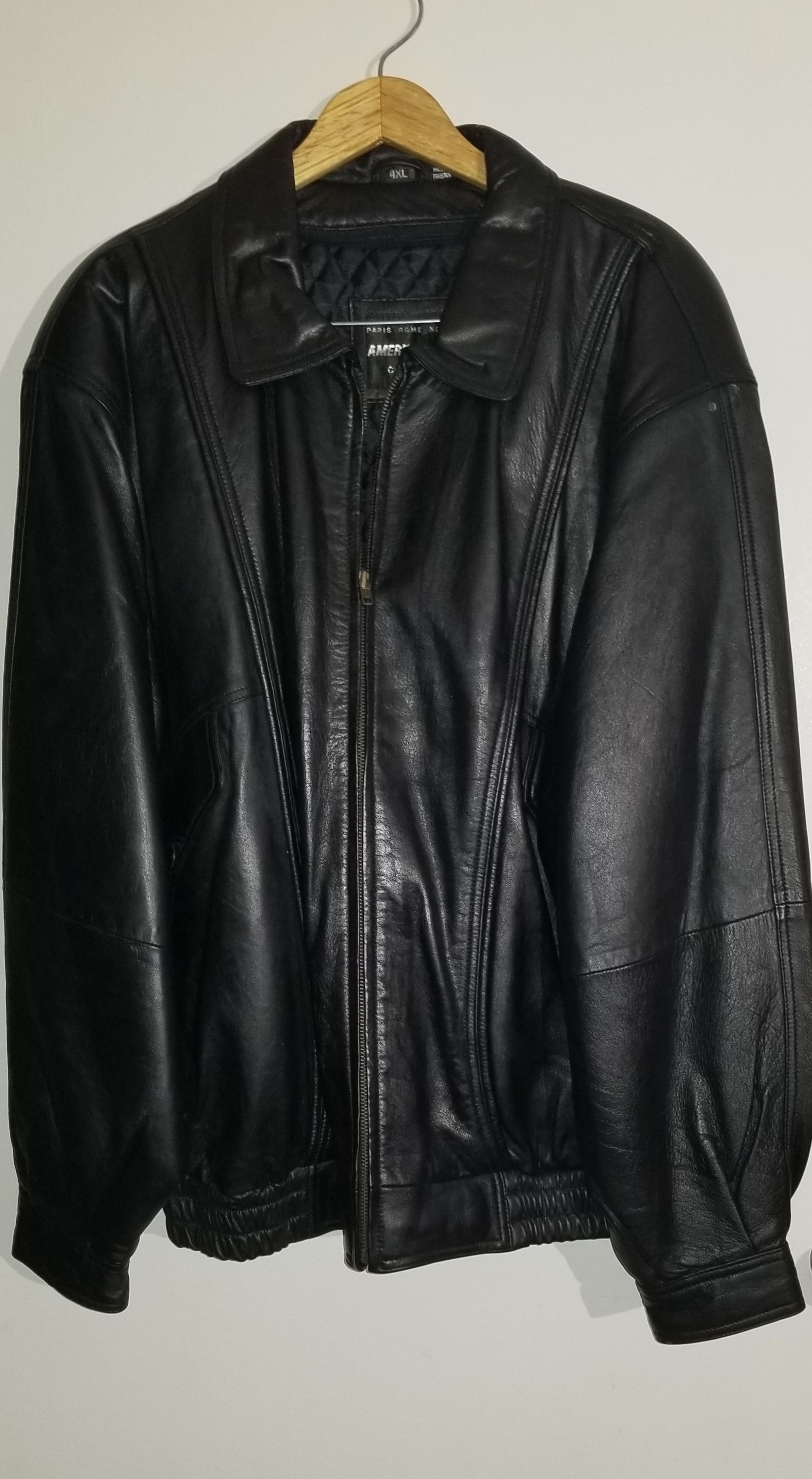 image of American Classics Genuine Leather Jacket 4Xl American Born Lined Leather Coat in Black (Size 2XL)