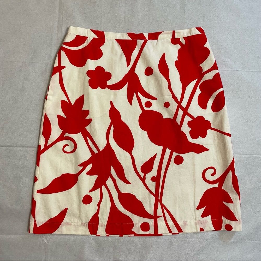 Boden Boden Red White Printed Cotton A-Line Skirt Size 12 Size 34" / US 12 / IT 48 - 4 Thumbnail