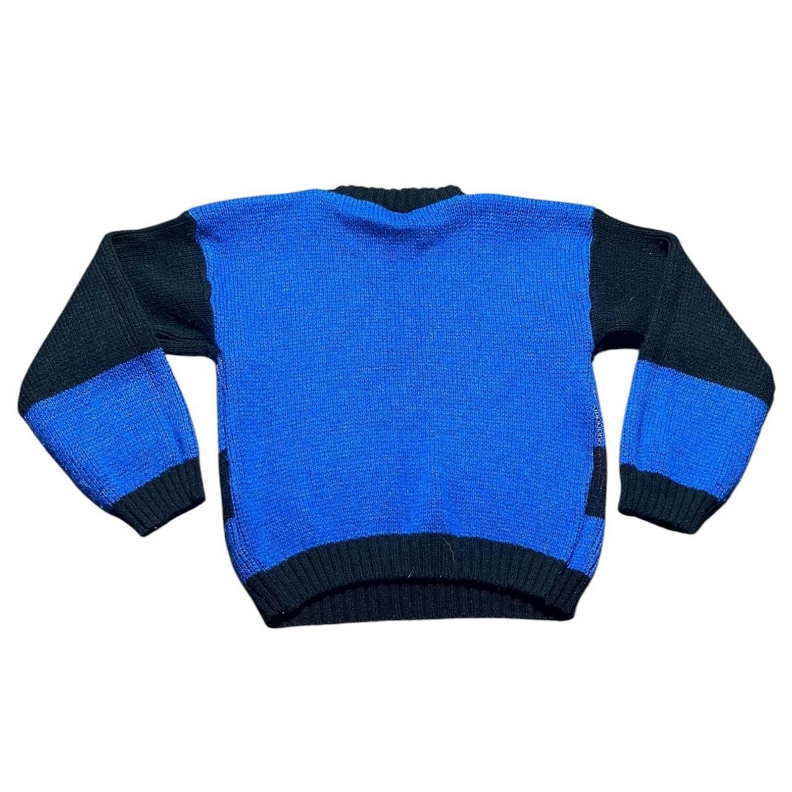 Disney Vintage Mickey Mouse Disney Black/Blue Striped Sweater Size US XXS / EU 40 - 2 Thumbnail