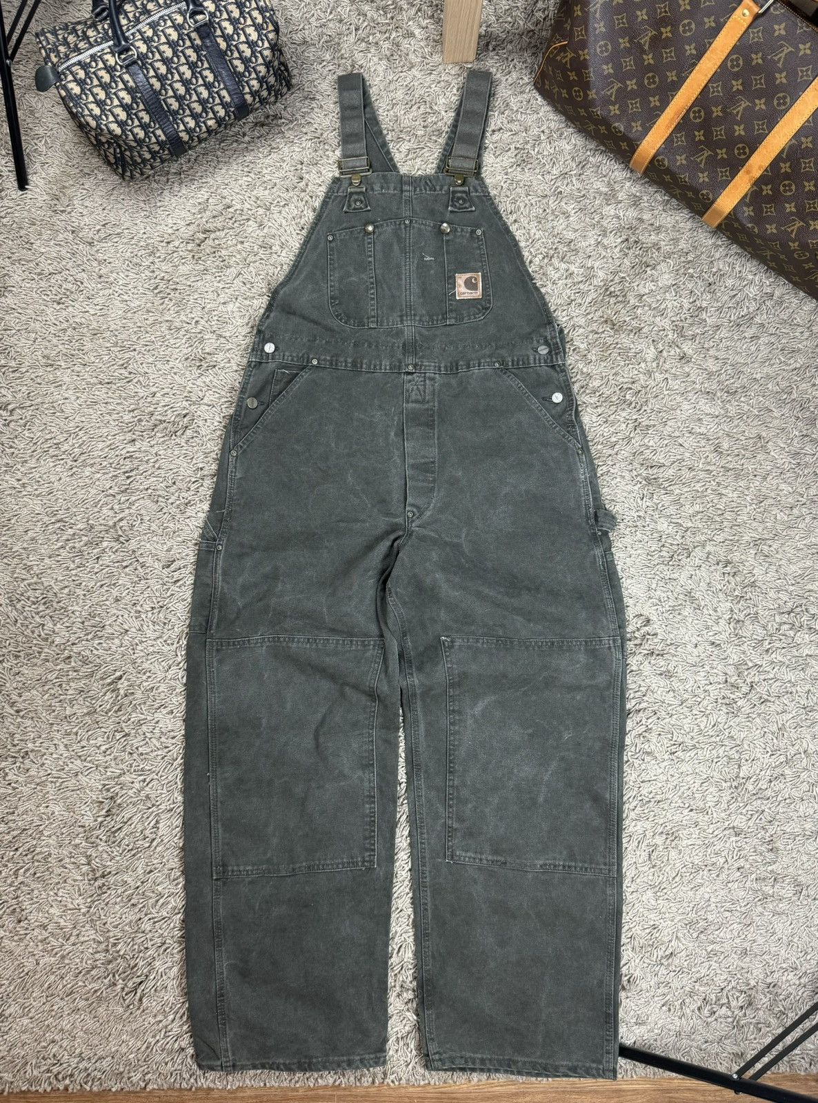 Carhartt × Vintage Vintage overall jeans Carhartt original casual skate item Size US 39 - 1 Thumbnail