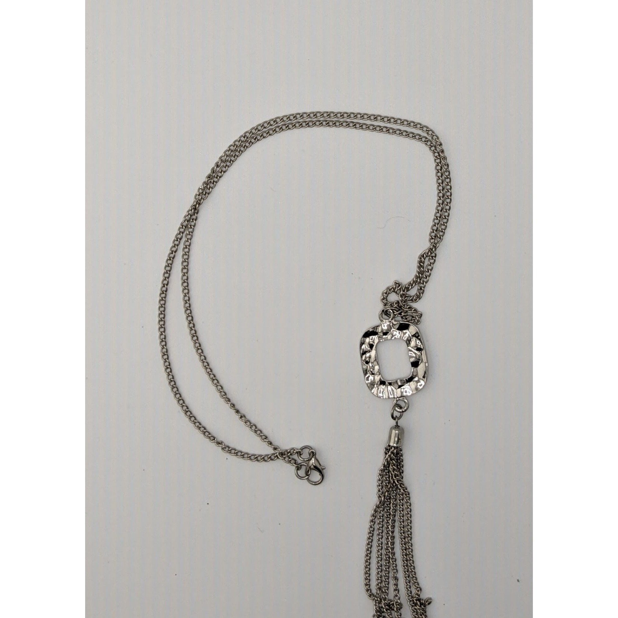 Other Brutalist Hammered Pendant Necklace With Tassel Accent Size ONE SIZE - 4 Thumbnail