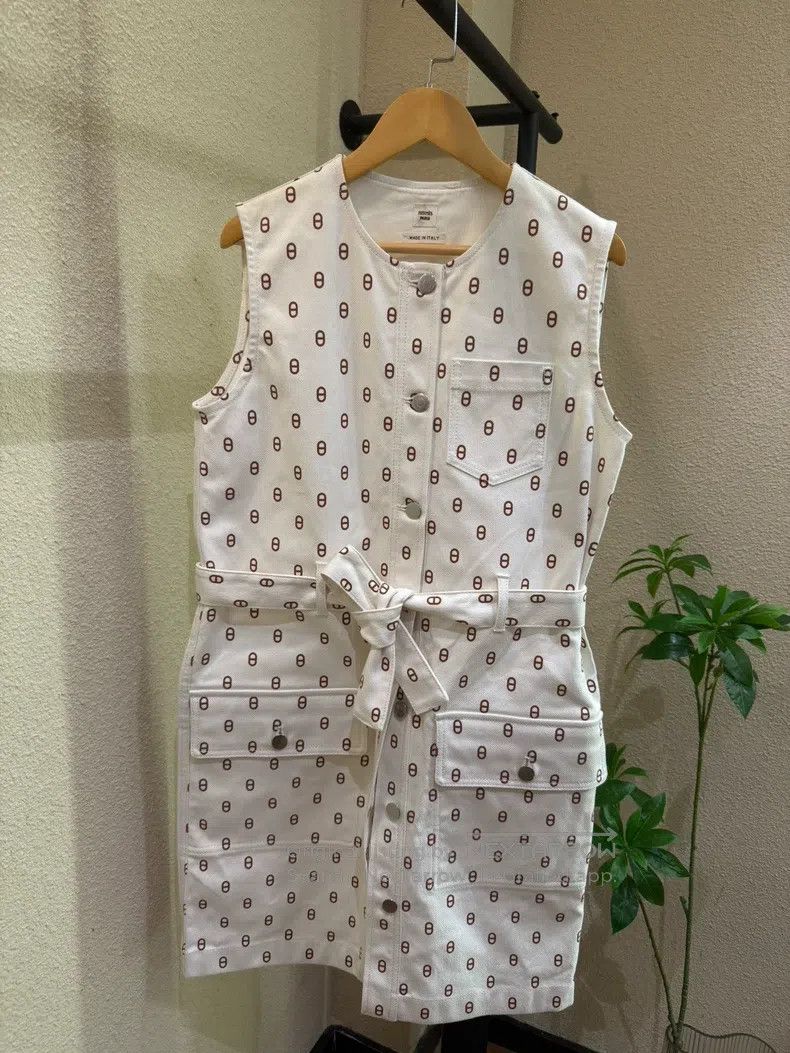 Hermes Hermes White Pig Nose Dress with Full Print of Pig Nose Lo Size XS / US 0-2 / IT 36-38 - 1 Thumbnail