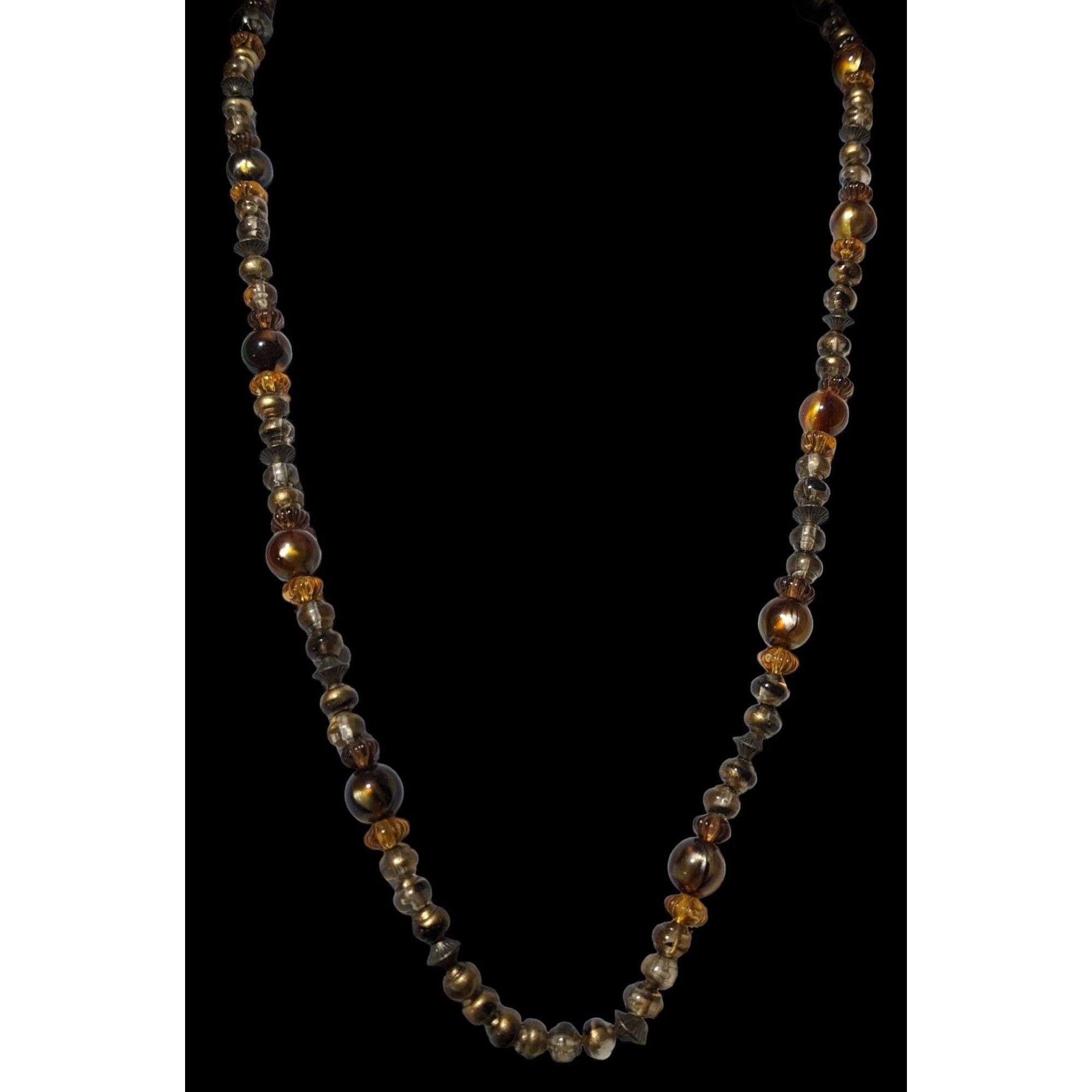 Other Earthy Retro Brown And Gold Beaded Necklace Size ONE SIZE - 3 Thumbnail