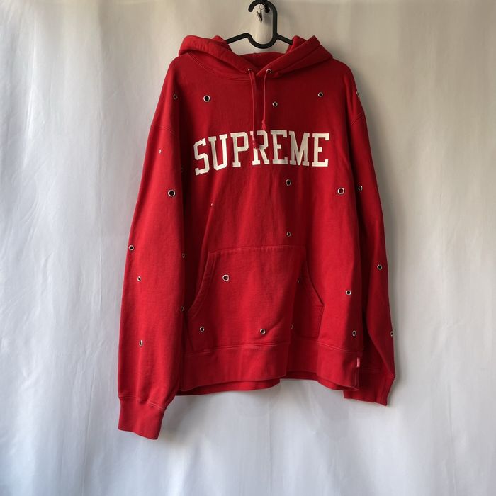 Supreme SUPREME EYELET HOODED SWEATSHIRT RED | Grailed