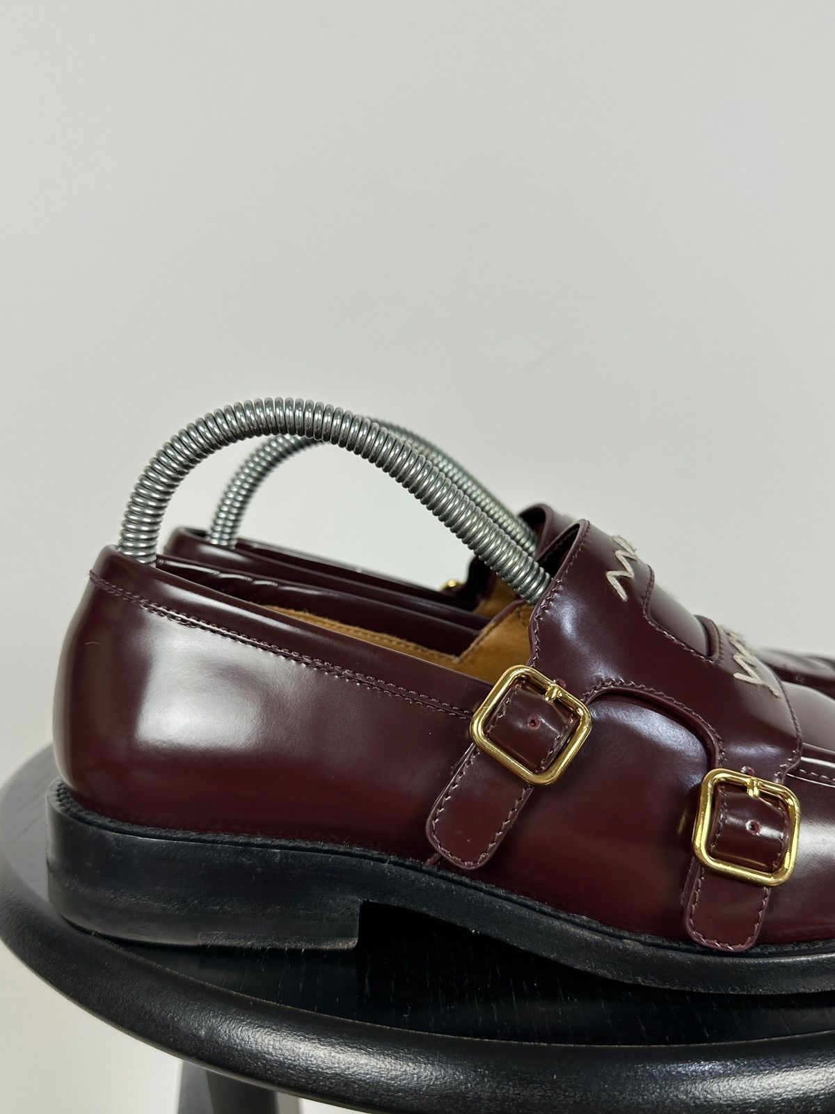 Marni Marni Bambi 3.0 Burgundy Leather Double Monk Strap Loafers Size US 8 / IT 38 - 15 Thumbnail