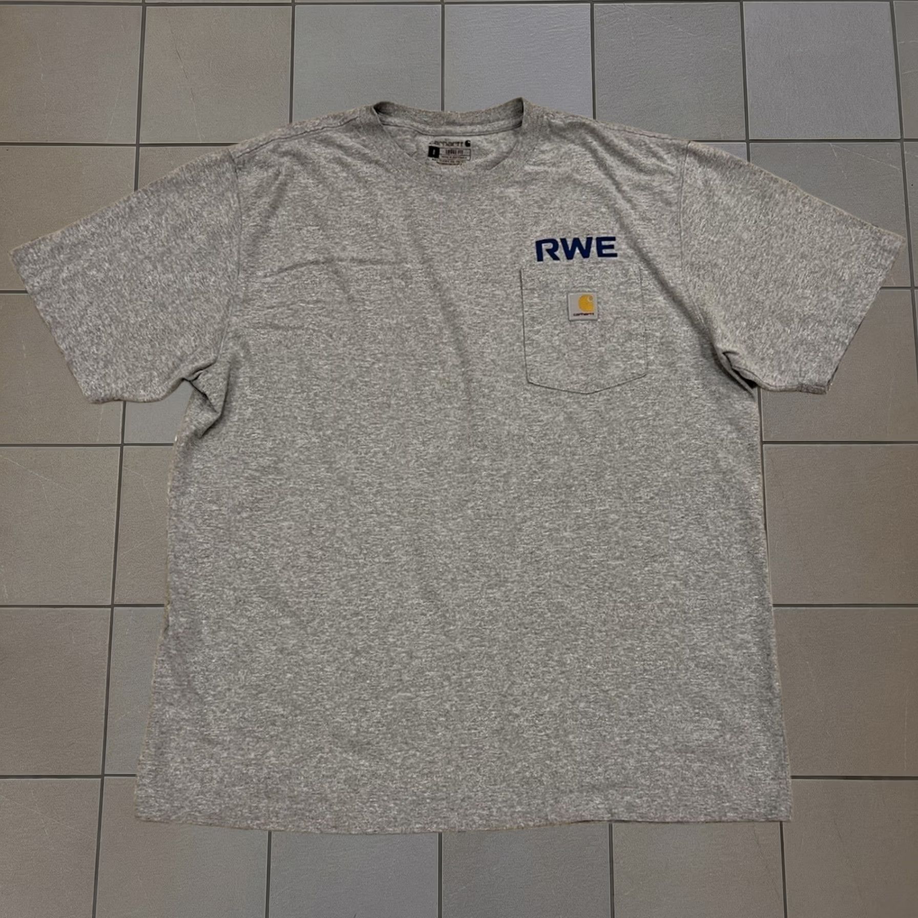 Carhartt T-Shirt Large Gray Grey Loose Fit Short Sleeve One Pocket Work K87 Mens, Men's