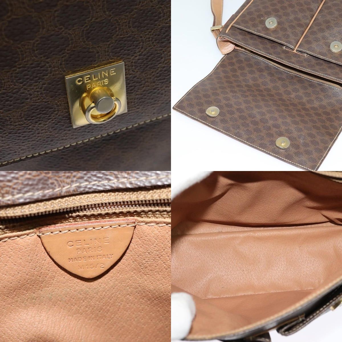 Celine CELINE Macadam Canvas Shoulder Bag Pvc Leather Brown Gold Size ONE SIZE - 11 Thumbnail