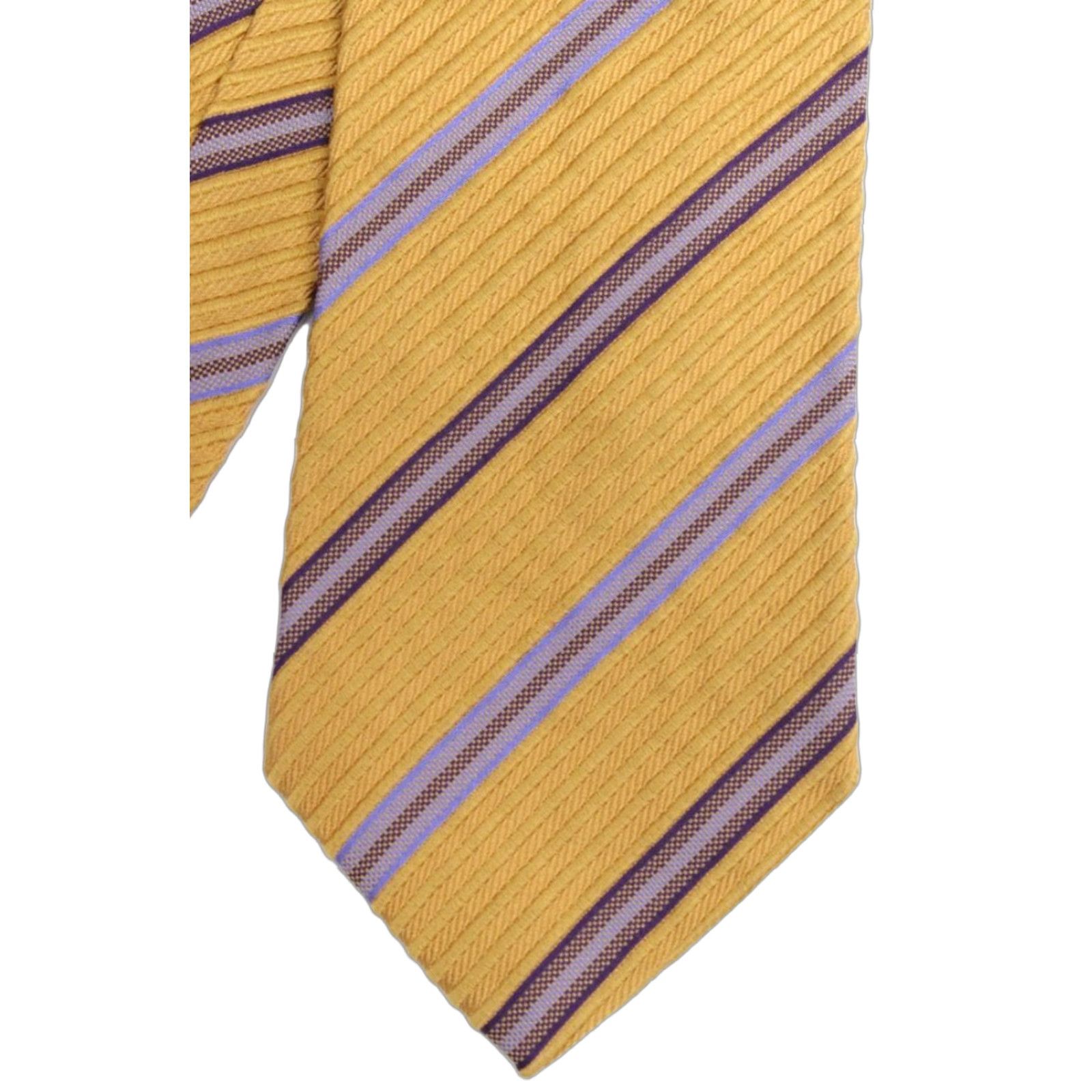 Vintage VINTAGE XMI Platinum Silk Necktie Yellow Gold Stripes Tie Handmade Classic Office Wedding Mens Size ONE SIZE - 1 Thumbnail