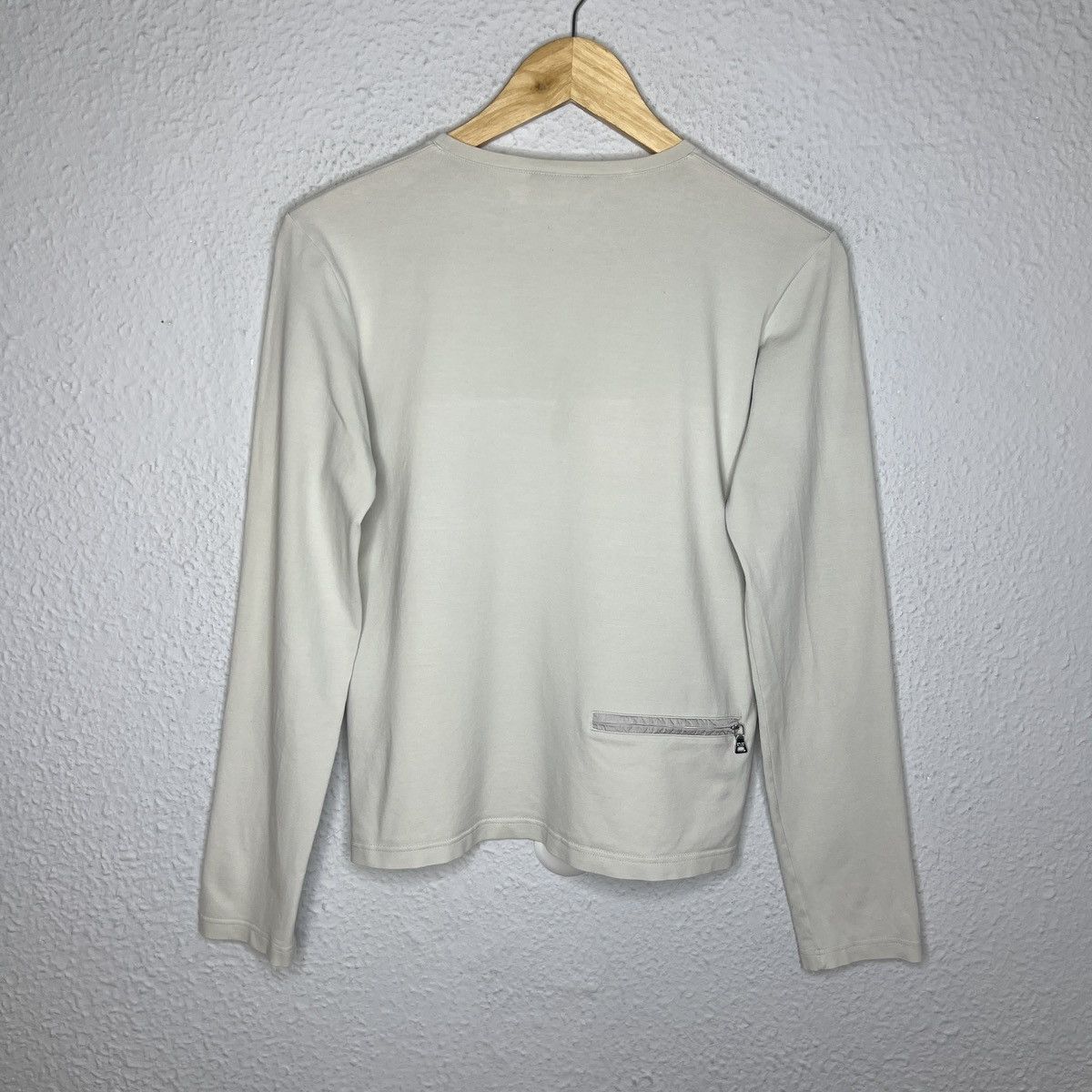 Designer × Prada Prada Milano Long Sleeve Tshirt Top Blouse Tee Off White Size M / US 6-8 / IT 42-44 - 8 Thumbnail