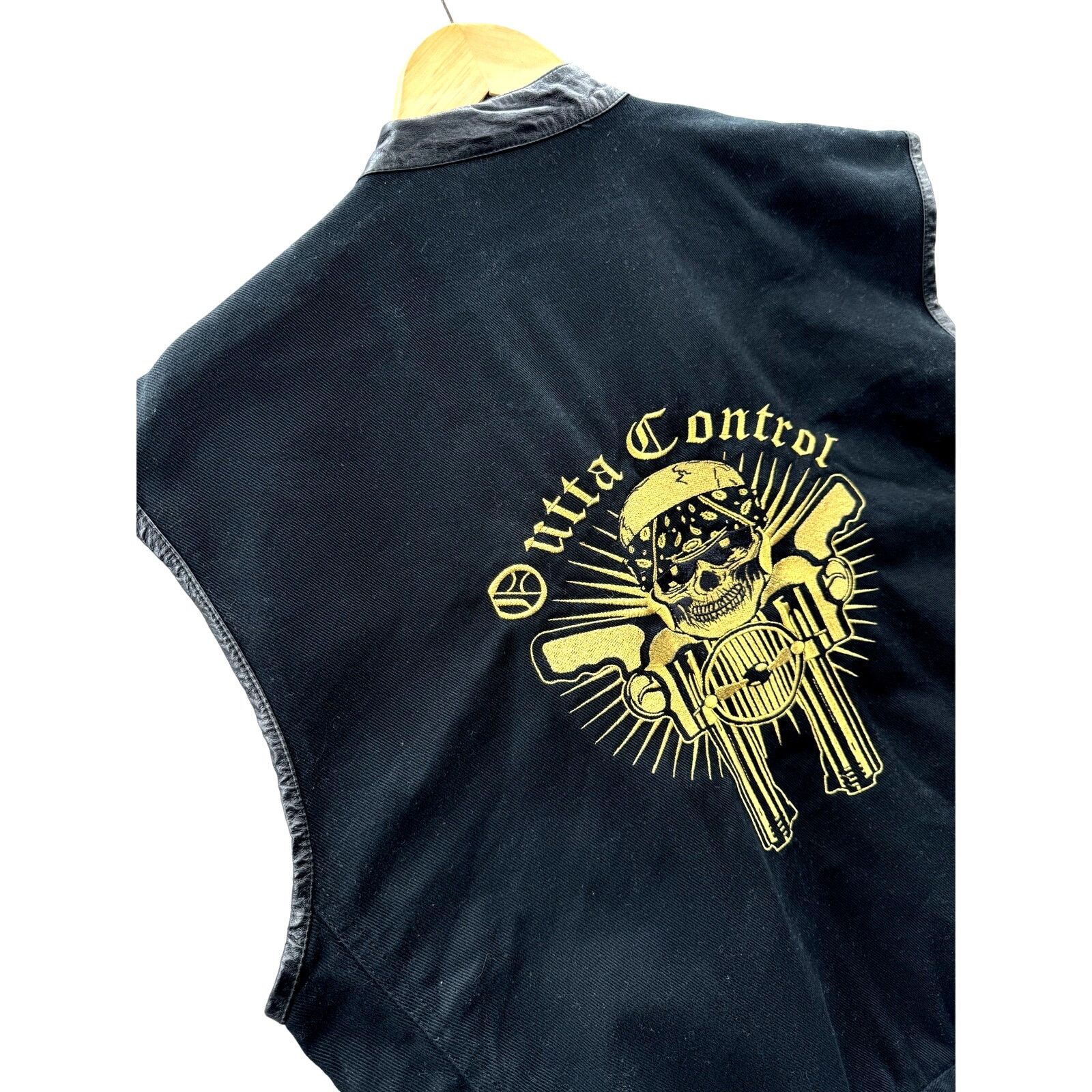 Vintage Vintage 2000's "Outta Control" Denim Biker Vest Size US XL / EU 56 / 4 - 6 Thumbnail