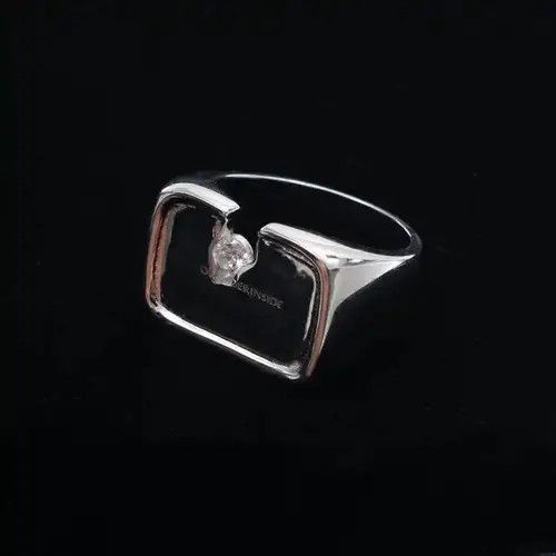 Vintage Unique Design Notch Set Crushed Zircon Rings Size ONE SIZE - 3 Thumbnail