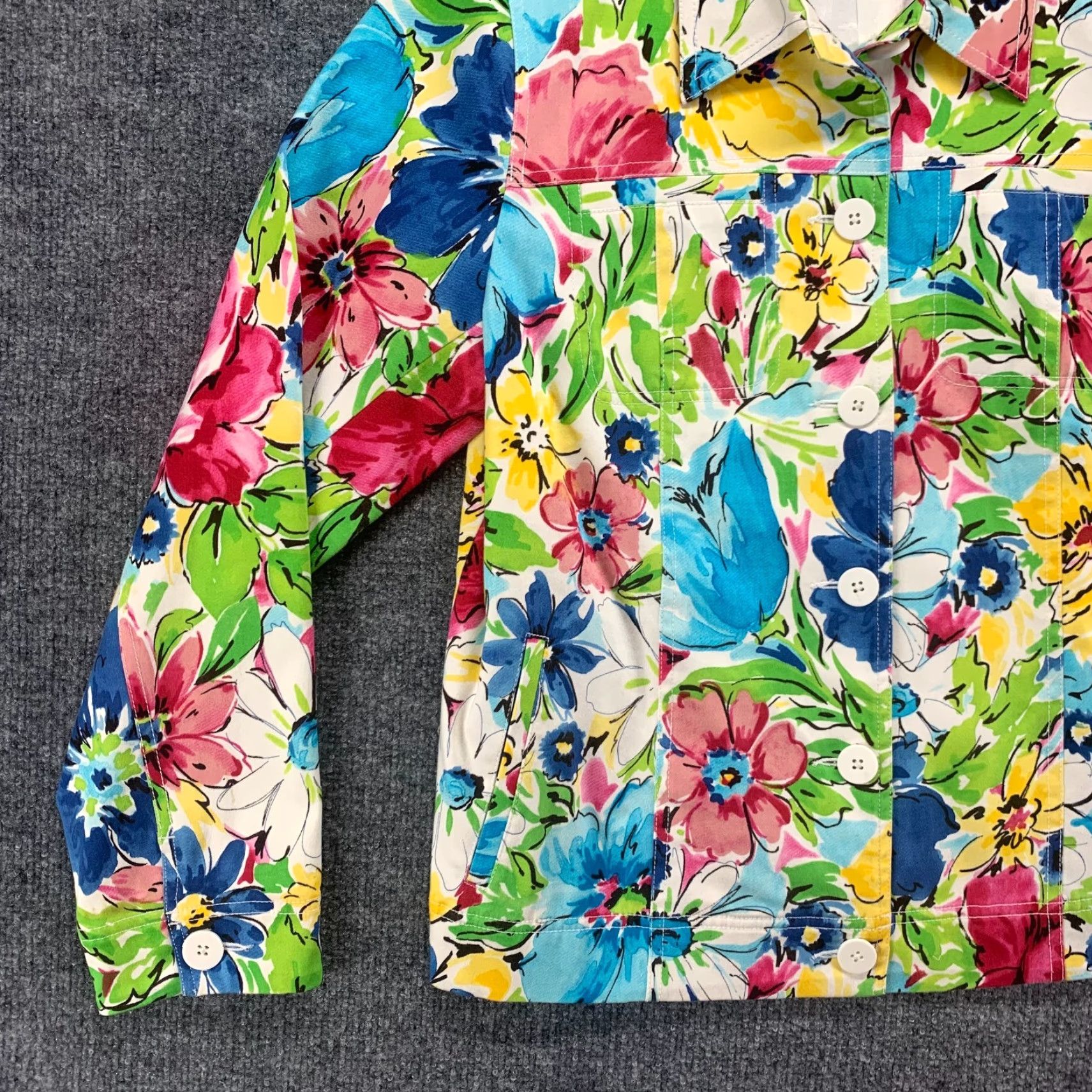 Laura Ashley Laura Ashley Jacket Womens Medium Multicolor Floral Stretch Pocket Blazer Lined Size M / US 6-8 / IT 42-44 - 6 Thumbnail