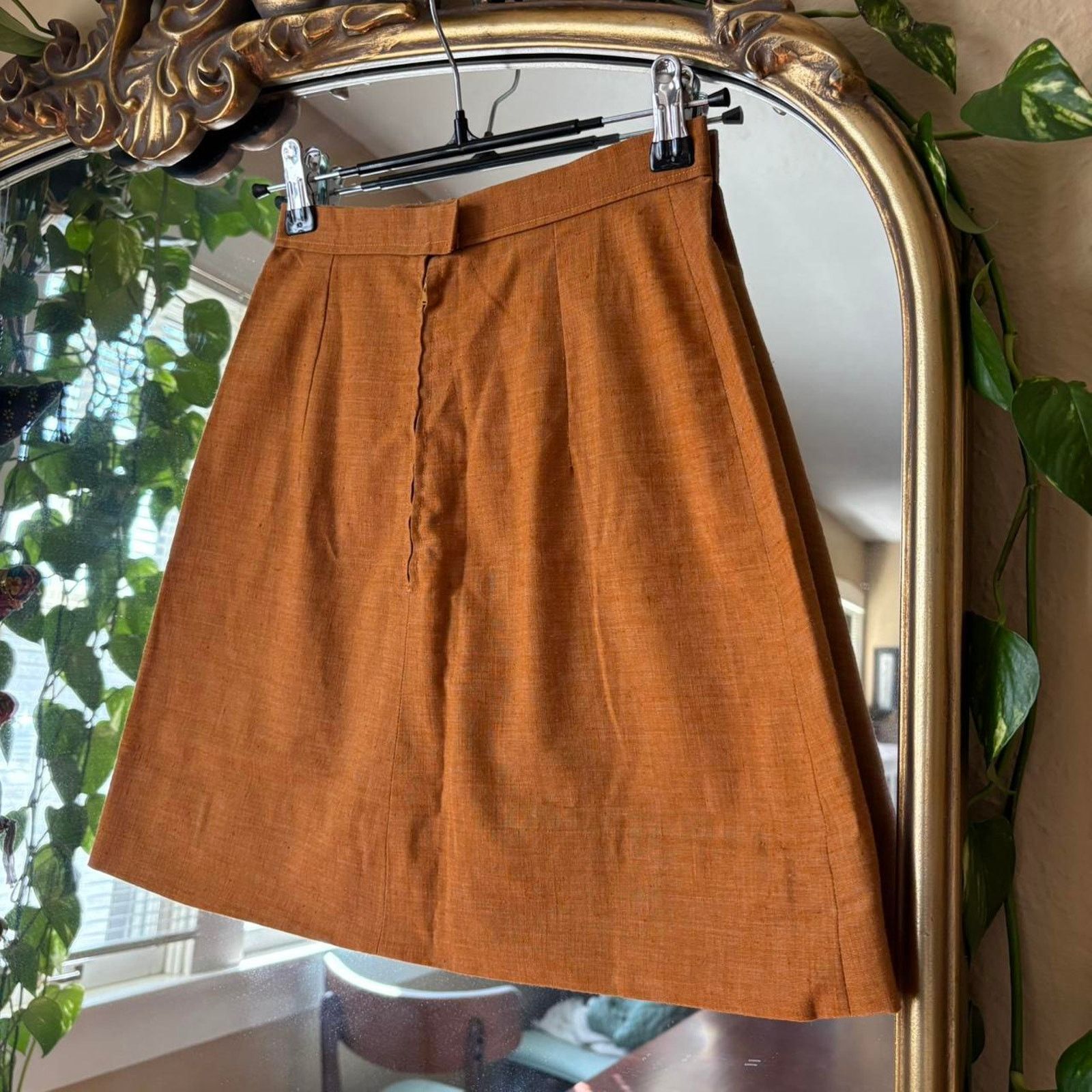 Vintage Vintage 60s Burnt Orange Mini Skirt XXS Retro Mod Preppy Size 22" - 6 Thumbnail
