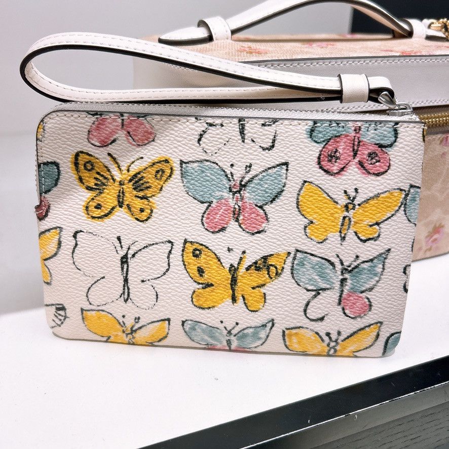 Coach Corner Zip Wristlet With Butterfly Print CAQ55 Size ONE SIZE - 3 Thumbnail
