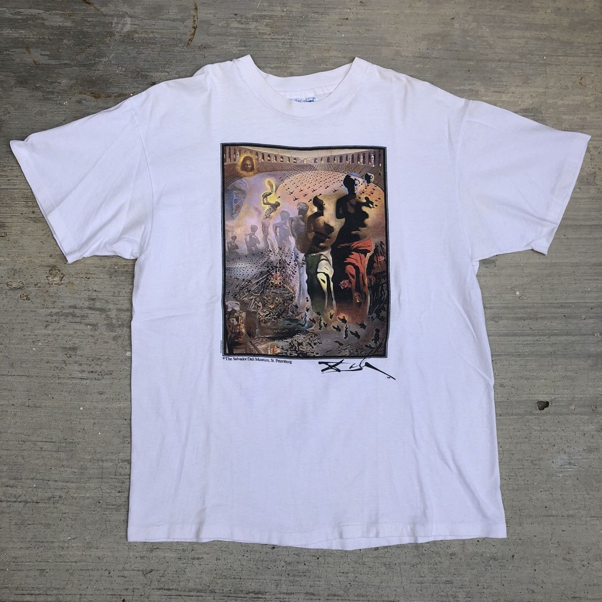 image of Art x Vintage Salvador Dalí Masterpiece Vintage Tee in White, Men's (Size Large)