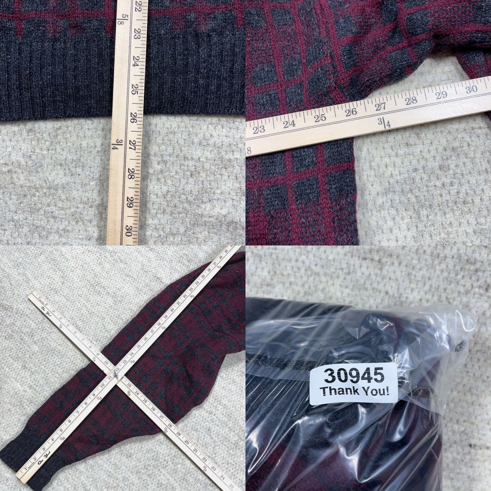 Vintage VINTAGE Grandpa Sweater Men XL Red Gray Wool Chunky Knit Geometric Plaid 90s EMBASSY ROW Pullover Crew Neck Size US XL / EU 56 / 4 - 8 Thumbnail