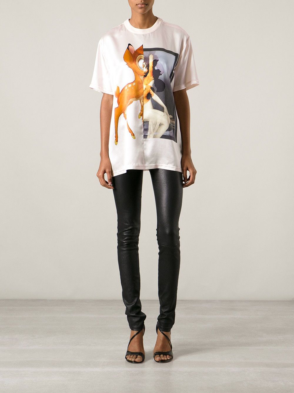 Givenchy Beige Silk Satin Bambi T-Shirt Size S / US 4 / IT 40 - 2 Thumbnail