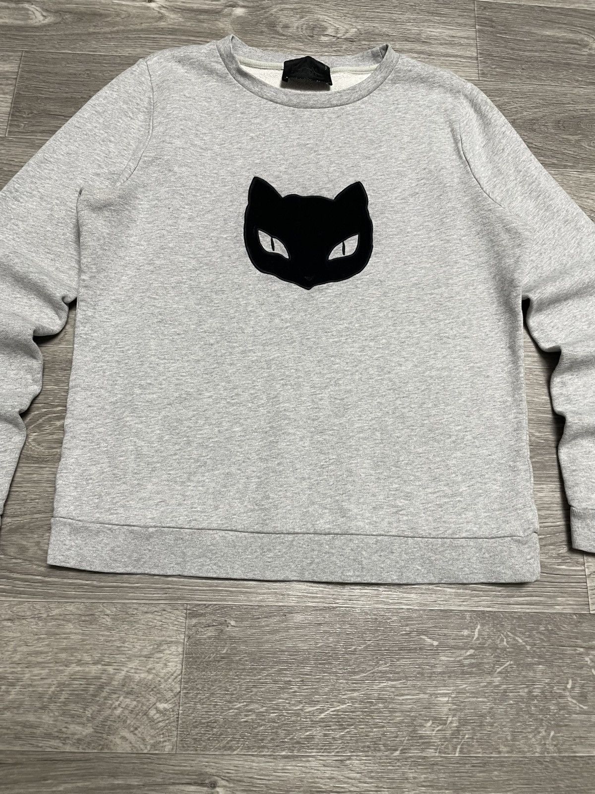 Karl Lagerfeld Karl Lagerfeld Velour Cat Logo Gray Sweatshirt Size L / US 10 / IT 46 - 3 Thumbnail