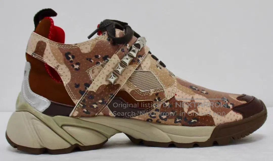 Roen Brown Camo Leopard Print Studded High-Top Sneakers. Size US 8 / EU 41 - 2 Thumbnail